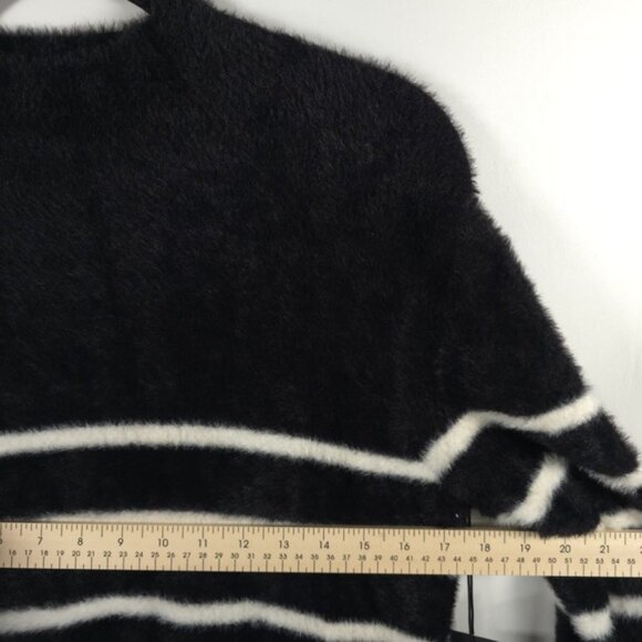 NWT BAILEY/44 Mock Nk Pullover Striped Sweater Teddy Soft Cozy Black/White SMALL - Picture 5 of 7